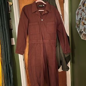 Brown big bud press long sleeve jumpsuit